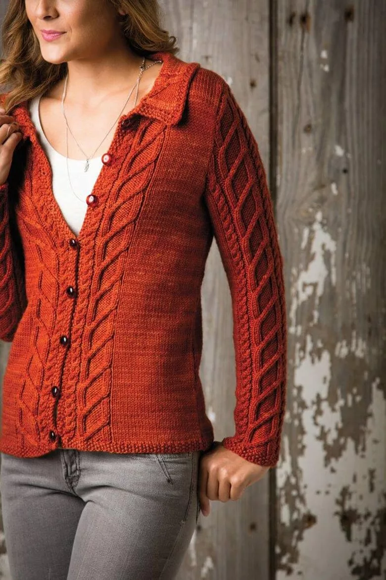 Creative Knitting Magazine. Superwash Worsted in Cayenne.