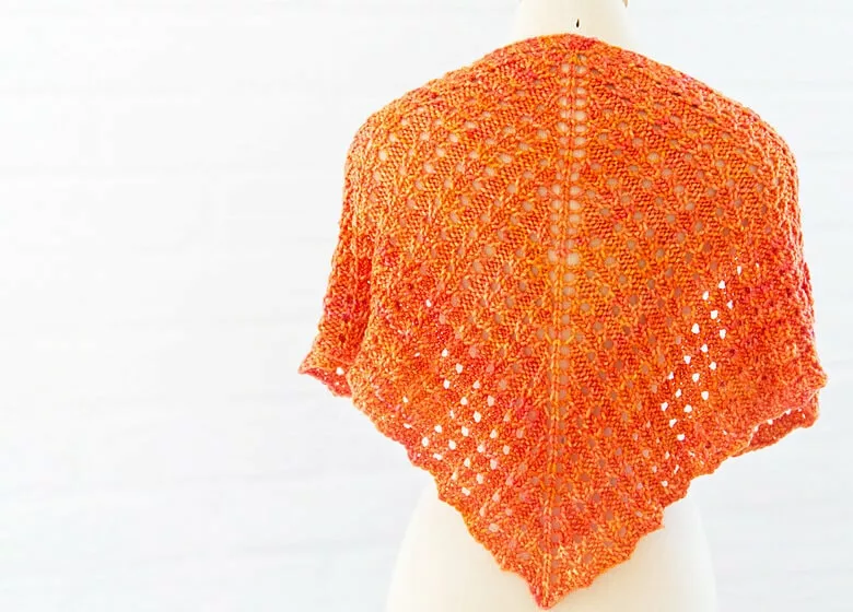 Calumet Shawlette, using Superwash Soft in Persimmon.