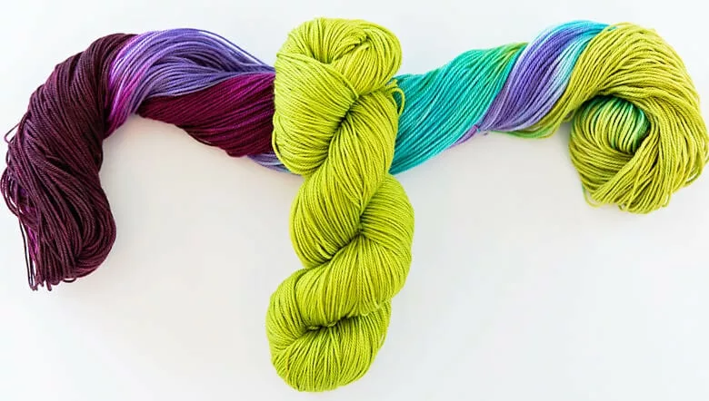 Colourful Playful Stitches. Tough Love Sock in Songbird and Pistachio. 