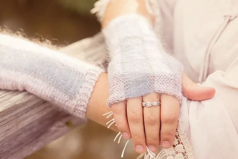 Vignette by Meg Roke. Fall with SweetGeorgia Vol. 2. Mitten knitting pattern.