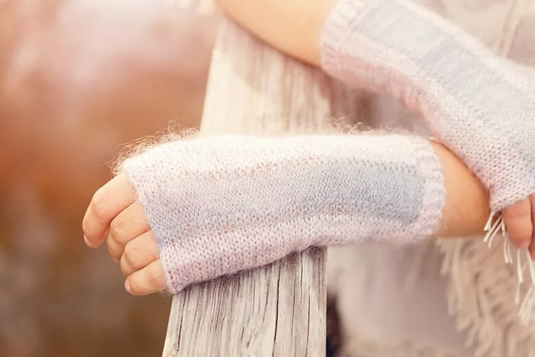 Vignette by Meg Roke. Fall with SweetGeorgia Vol. 2. Mitten knitting pattern.