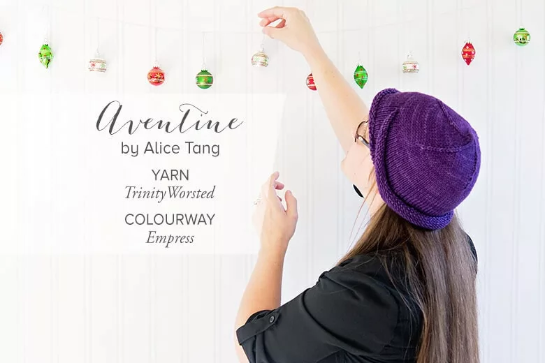 Aventine by Alice Tang. Holidays with SweetGeorgia, Vol. 2. Moebius Hat knitting pattern.