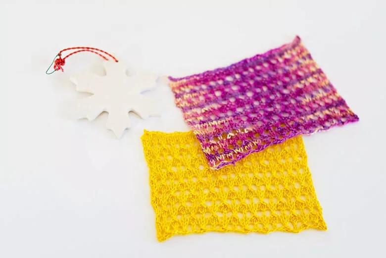 Colourful Playful Stitches. Silk Fog in Saffron and Honey Fig. Free lace stitch pattern. 