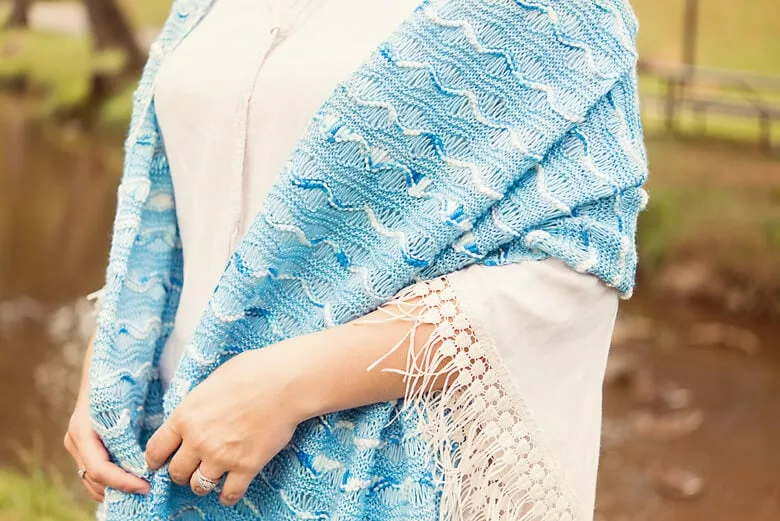 Ondicelle by Madeleine Windsor. Shawl knitting pattern. SweetGeorgia Yarns. 