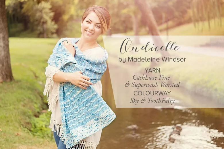 Ondicelle by Madeleine Windsor. Shawl knitting pattern. SweetGeorgia Yarns.