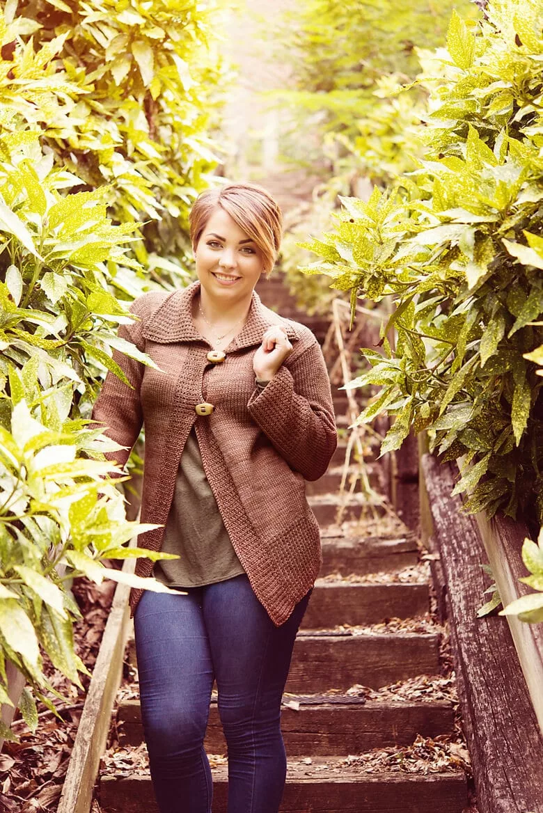 Galatea knitting cardigan pattern by Tabetha Hedrick. Fall with SweetGeorgia Vol. 2