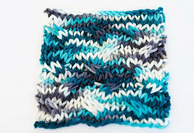 Colourful, Playful Stitches: Superwash Six from SweetGeorgia Yarns. Free Cable Knitting Stitch.