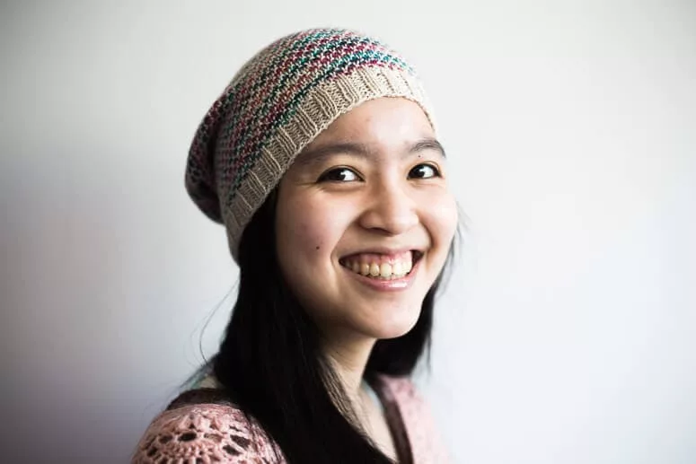 Matching hat made with leftover yarns