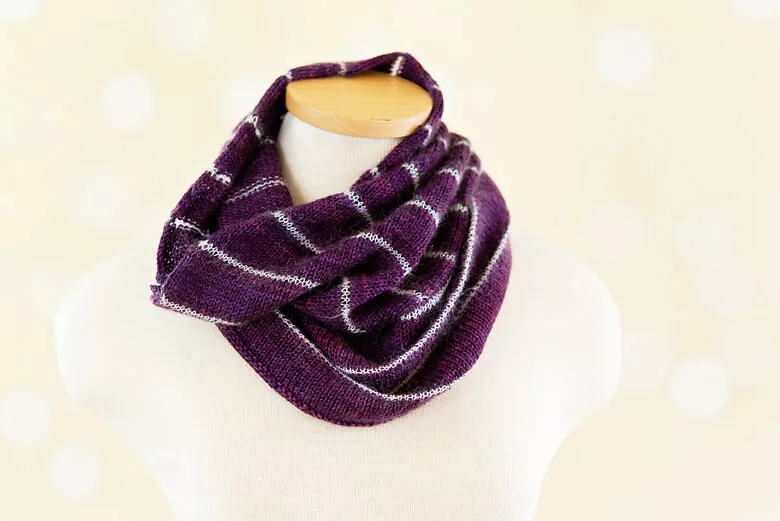 Perpendicular Lines cowl knittinng pattern by Meg Roke with SweetGeorgia Yarns.