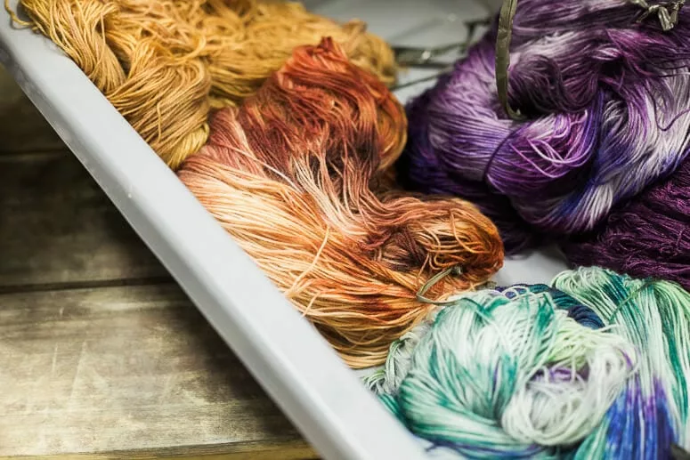 Deep in the dye studio, working our new colourways and new dye application techniques