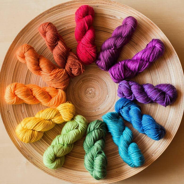 Unicorn Pastel Rainbow mini yarn set of 6 solid colored mini skeins 