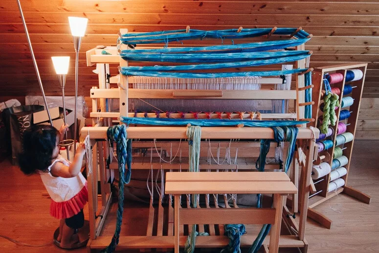Nina helping in the attic