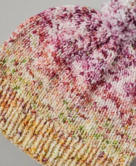 "Lighthouse Hat" in Secret Stash Dragonfruit Limeade, crochted AND knit by Charlotte Lee