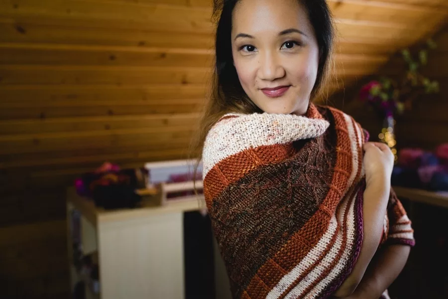 Kettle Valley Shawl knit in SweetGeorgia Yarn Tough Love Sock