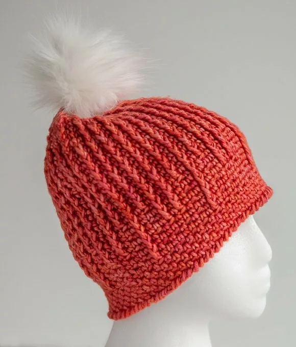 Holiday 2019 Eliora crochet hat pattern by Charlotte Lee knit in SweetGeorgia Mohair Silk DK