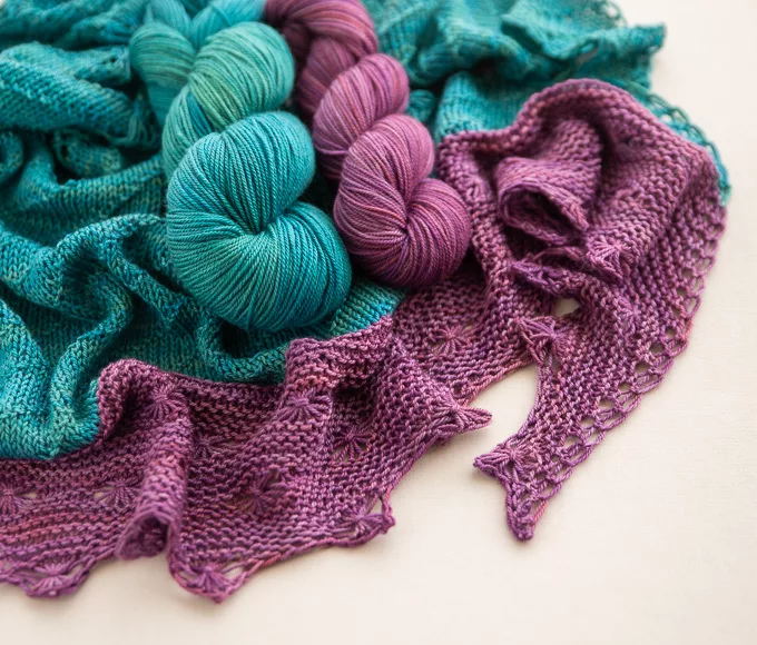 Knitted Lace Shawl Kit in SweetGeorgia Tough Love Sock