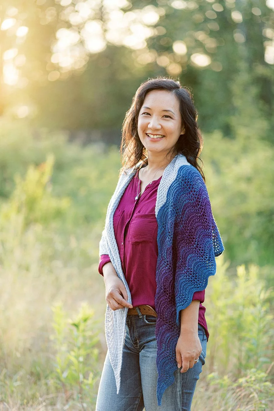 Stone Blossom SweetGeorgia shawl knitting pattern by Emily Wood