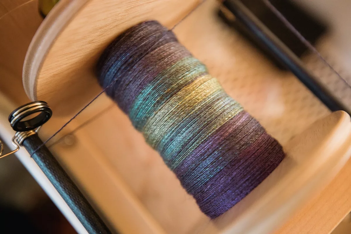 Spinning - Handspun Yak+Silk yarn dyed in Tea Leaves custom Spinzilla colourway for SweetGeorgia