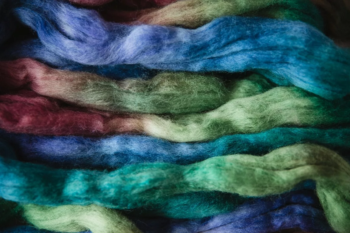 Polwarth+Silk Spinning Fibre in "Rocky Mountain Meadow" colourway