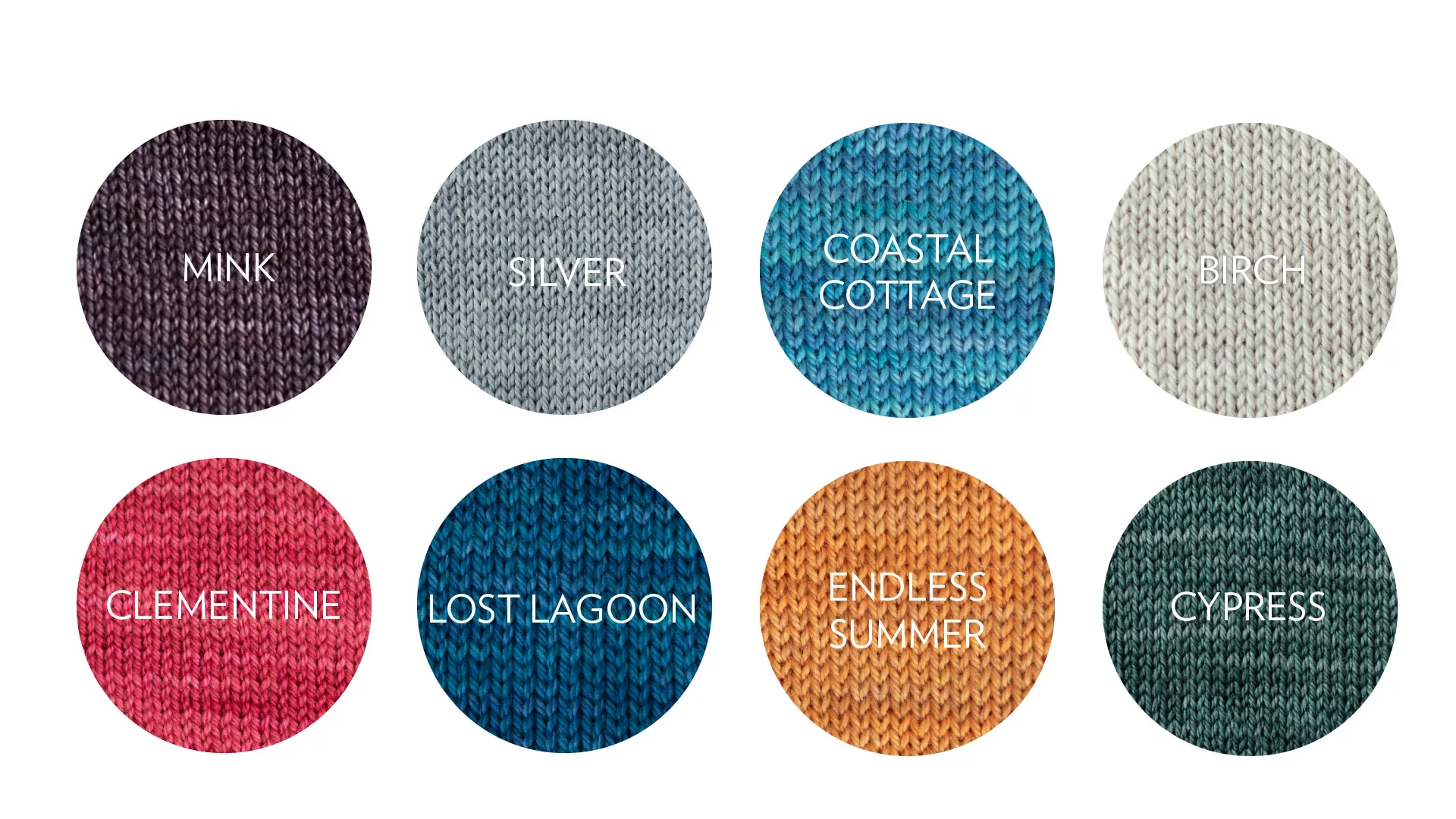 Yarn colours for Forest Mosaic designs by Katy Hopkins for the Wildfire KAL