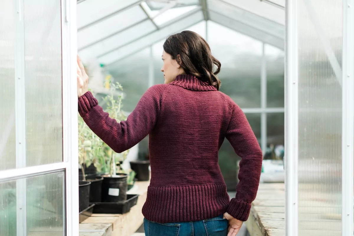 SweetGeorgia Presanella knit sweater pattern by Kristen TenDyke