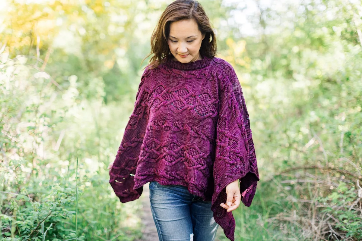 Tabetha Poncho knitting pattern by Tanis Gray for SweetGeorgia Autumn collection