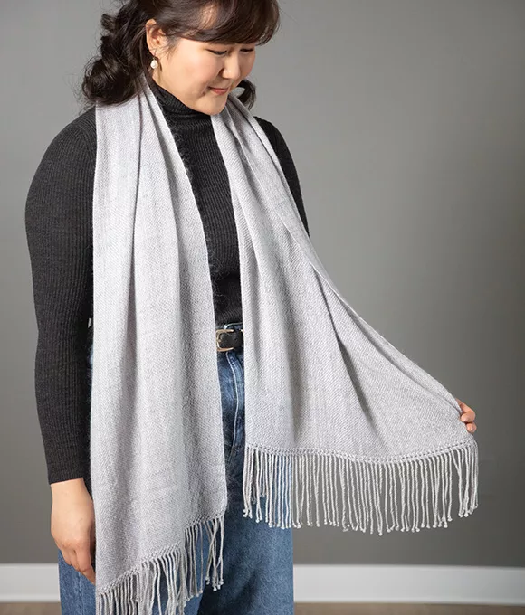 Drifting Snow weaving pattern by Kathryn Steely, woven in SweetGeorgia yarn