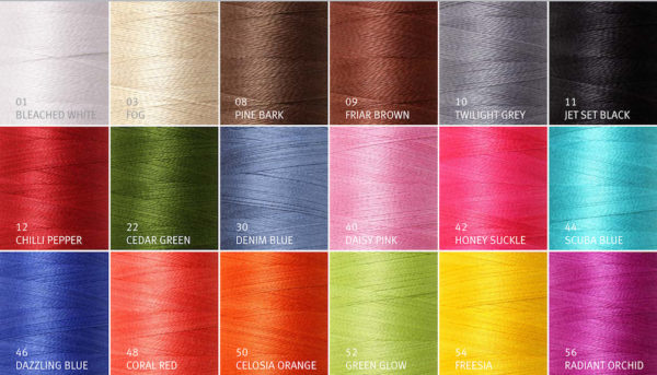 Ashford Cotton Mercerized Yarn Colour Chart