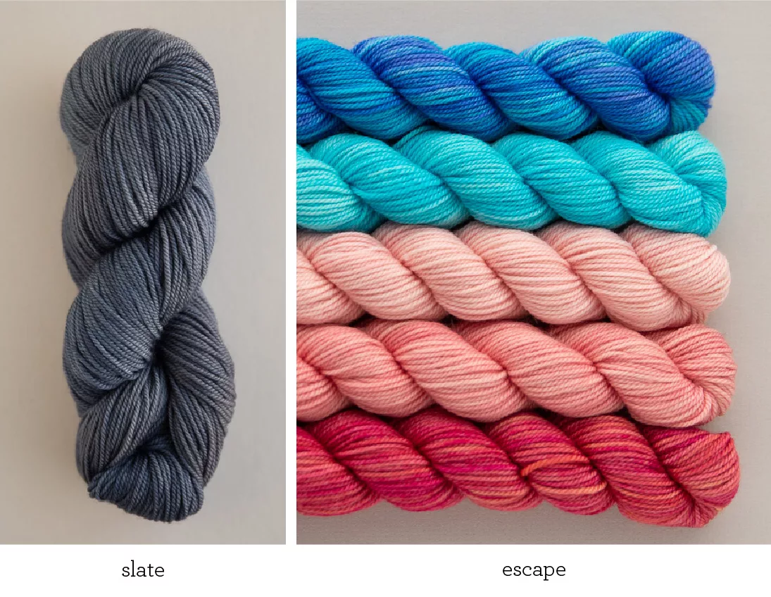 Marie Greene of Olive Knits Sailaway Sweater KAL yarn sets