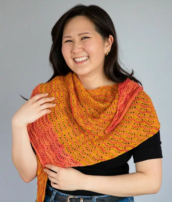 Attu shawl knitting pattern by Tabetha Hedrick knit in SweetGeorgia yarns