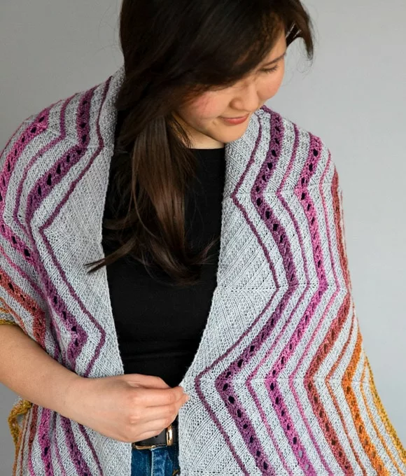 Rivan shawl knitting pattern by Emily Wood knit in SweetGeorgia yarns