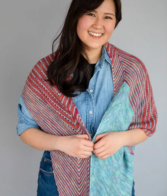 Kiowa shawl knitting pattern by Tabetha Hedrick knit in SweetGeorgia yarns