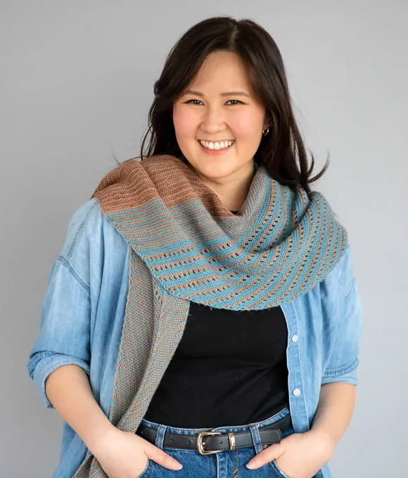 Kiowa shawl knitting pattern by Tabetha Hedrick knit in SweetGeorgia yarns