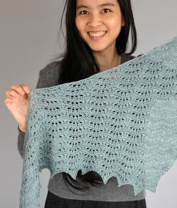 Attu shawl knitting pattern by Tabetha Hedrick knit in SweetGeorgia yarns