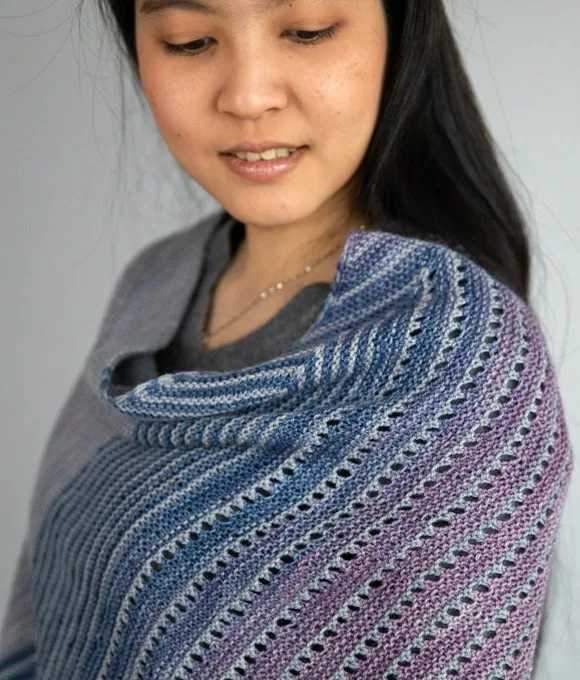 Kiowa shawl knitting pattern by Tabetha Hedrick knit in SweetGeorgia yarns