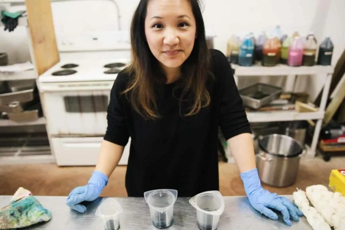 Felicia Lo Wong in the SweetGeorgia dye studio