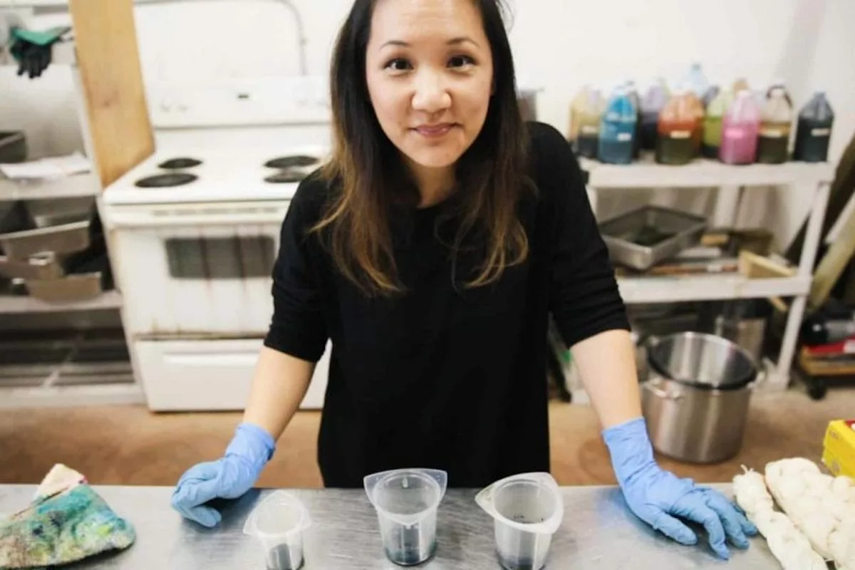 Felicia Lo Wong in the SweetGeorgia dye studio