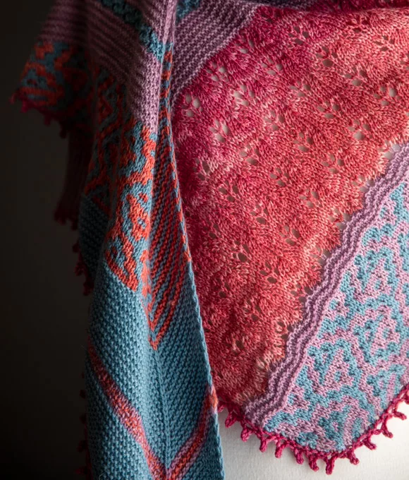 Autumn Dahlias MKAL shawl knitting pattern by Tabetha Hedrick