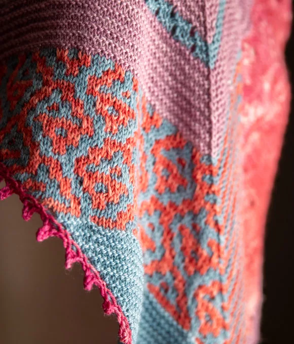 Autumn Dahlias MKAL shawl knitting pattern by Tabetha Hedrick