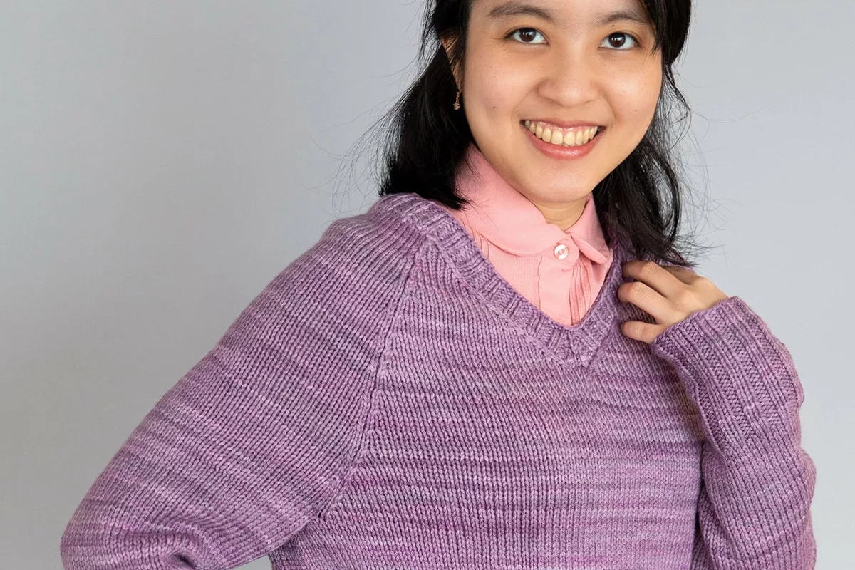oversized and cozy purple sweater knit in Superwash Worsted: Flannery by Tabetha Hedrick