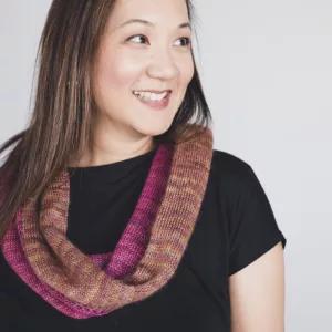 Two-Tone Cashmere Silk Cowl knit on an Erlbacher Speedster CSM