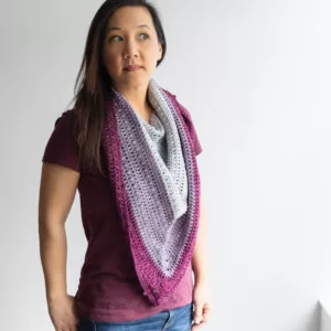 Vivi shawl crochet design in SweetGeorgia Yarns Superwash DK