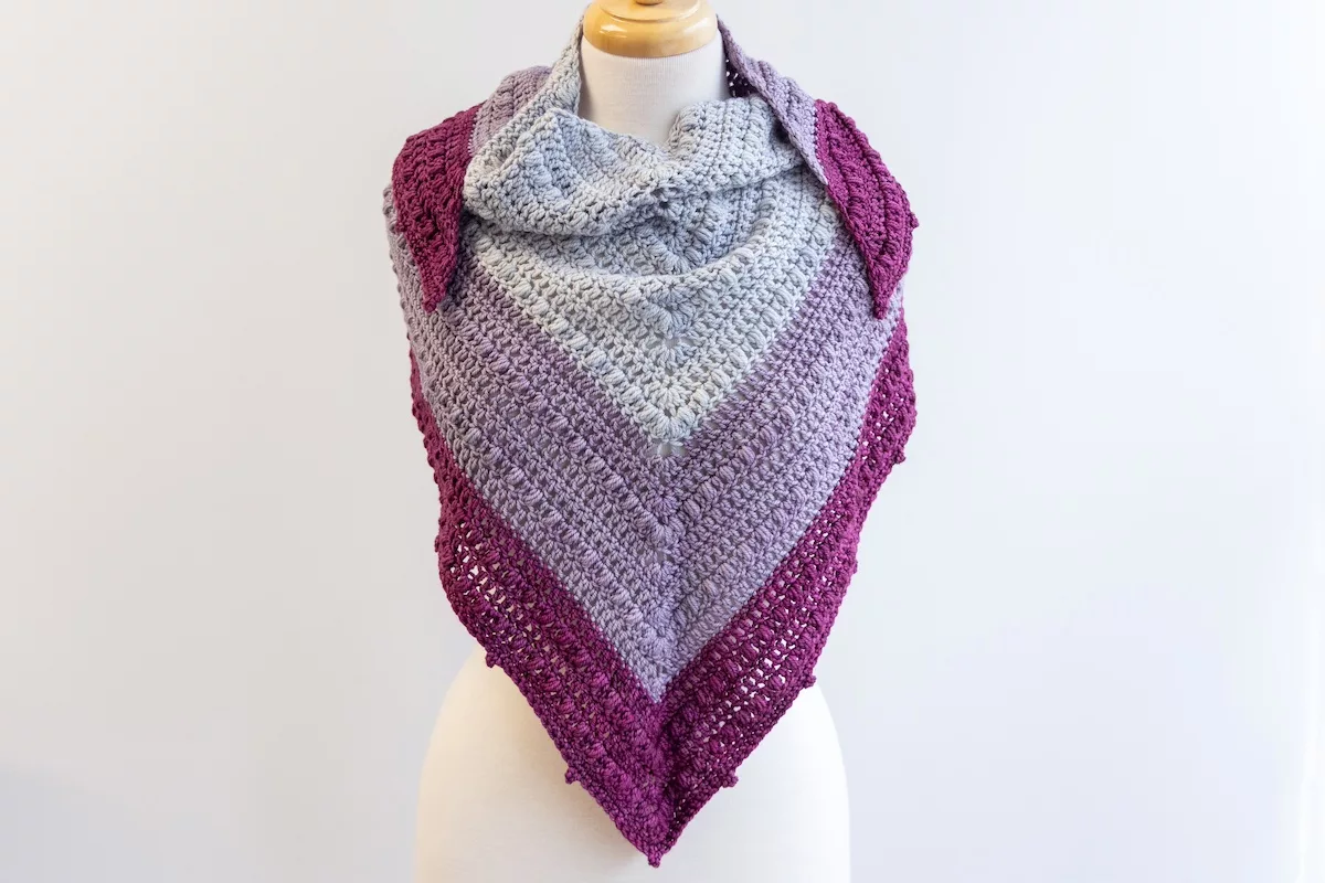 Vivi shawl crochet design in SweetGeorgia Yarns Superwash DK
