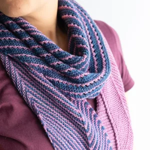 Kiowa shawl knit using Winter's End SweetGeorgia Club colourway