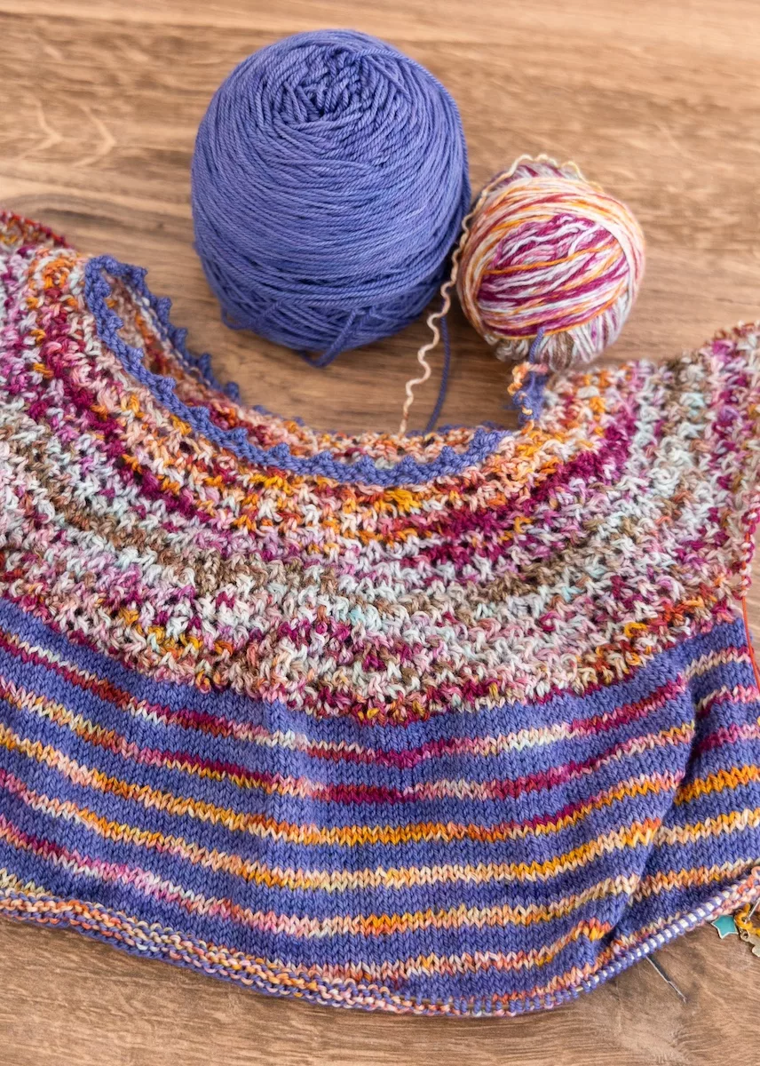 Knitting Sakura Season in the Wylene Top - SweetGeorgia Yarns