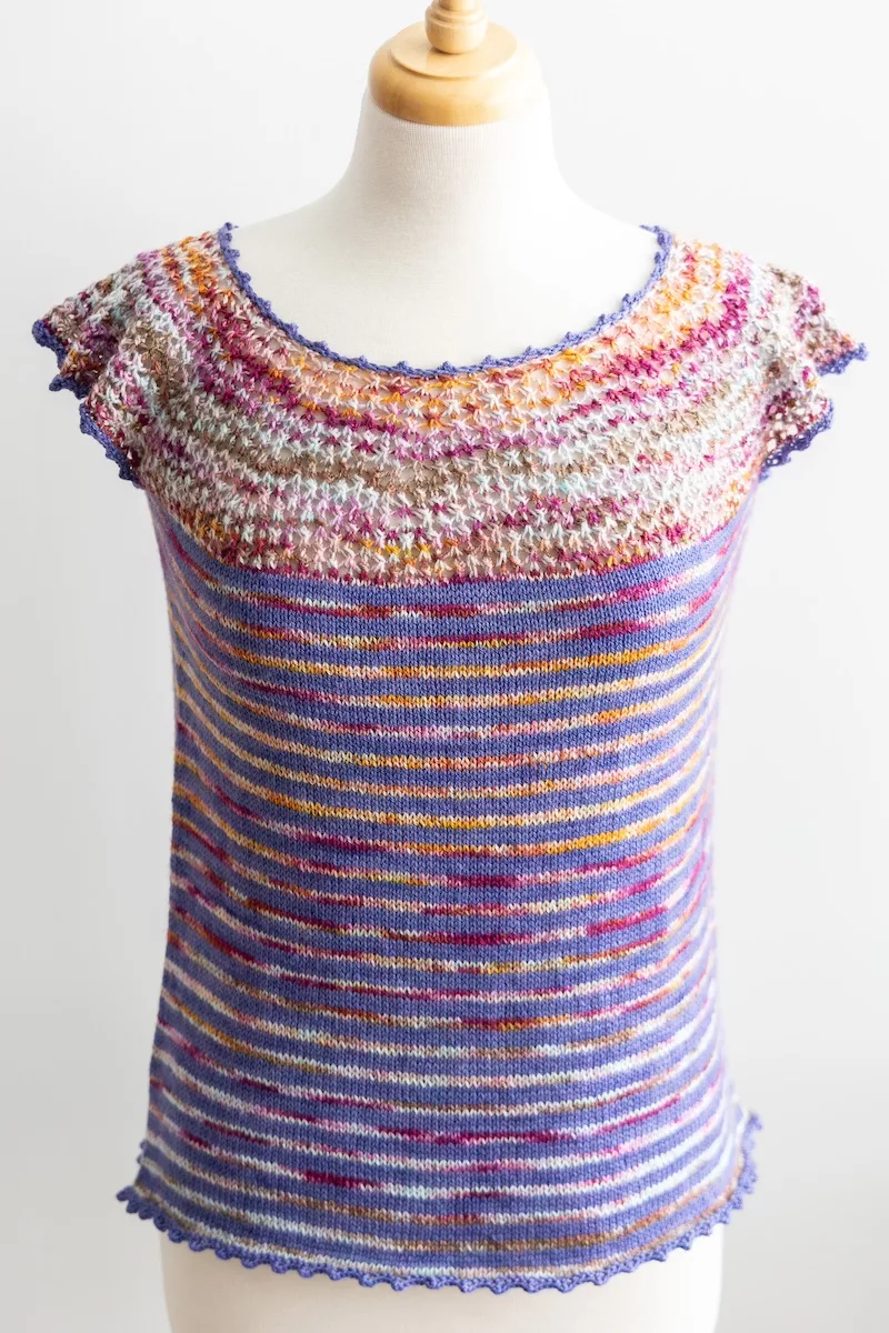Knitting Sakura Season in the Wylene Top - SweetGeorgia Yarns