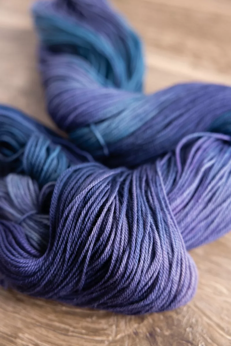 Winter's End Secret Stash Club colourway for March 2024 hand-dyed yarn