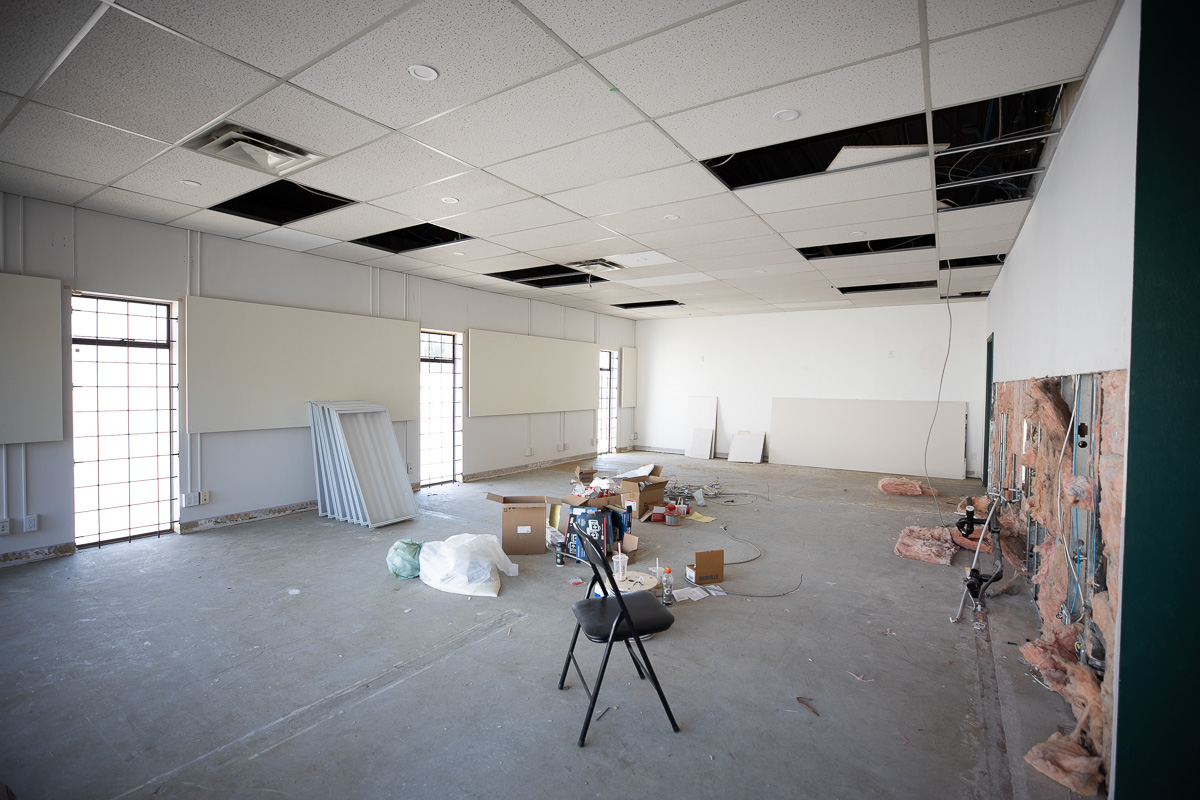 August 2020. Renovating the front shop of SweetGeorgia Studio at Rand Avenue.