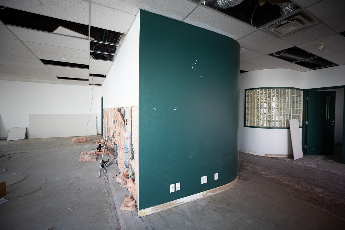 August 2020. Renovating the front shop of SweetGeorgia Studio at Rand Avenue.