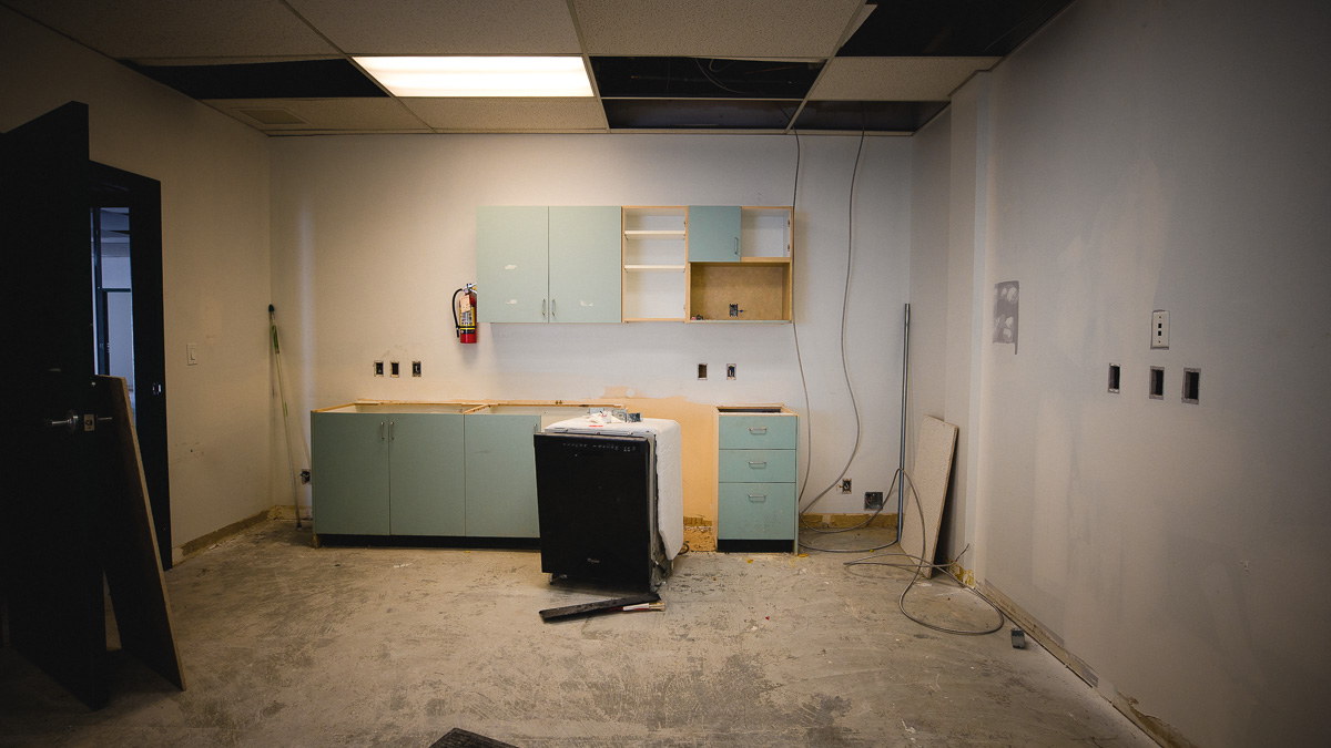 August 2020. Renovating the kitchen of SweetGeorgia Studio at Rand Avenue.
